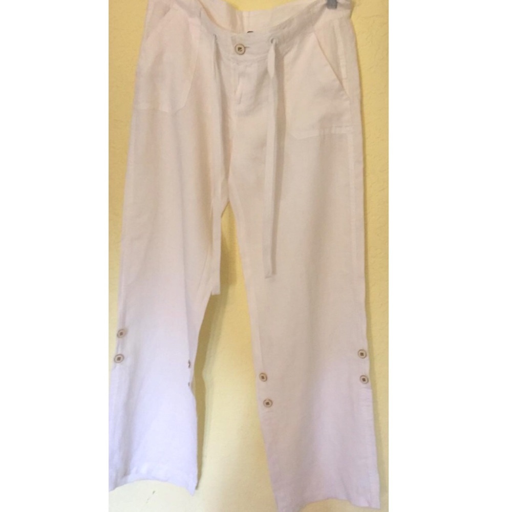 JUICY COUTURE CASUAL WHITE LINEN PANT SIZE S - Picture 2 of 8